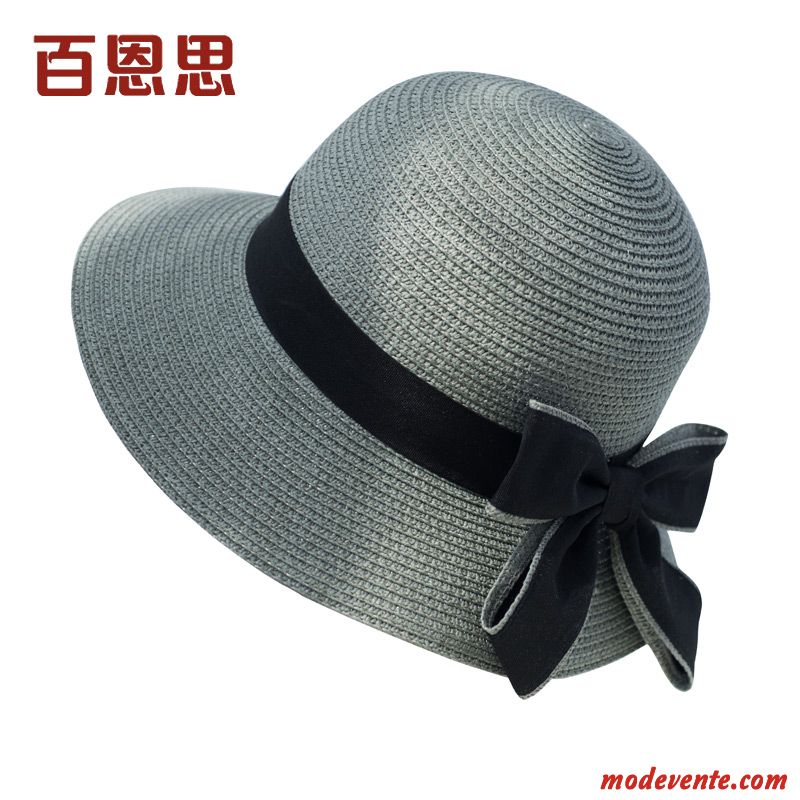 Chapeau Femme Été Crème Solaire Chapeau De Soleil Britanique All-match Gros Bleu