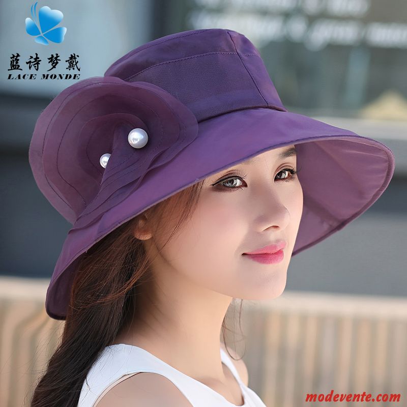 Chapeau Femme Été Crème Solaire Chapeau De Soleil Plier Voyage Gros Bleu Violet