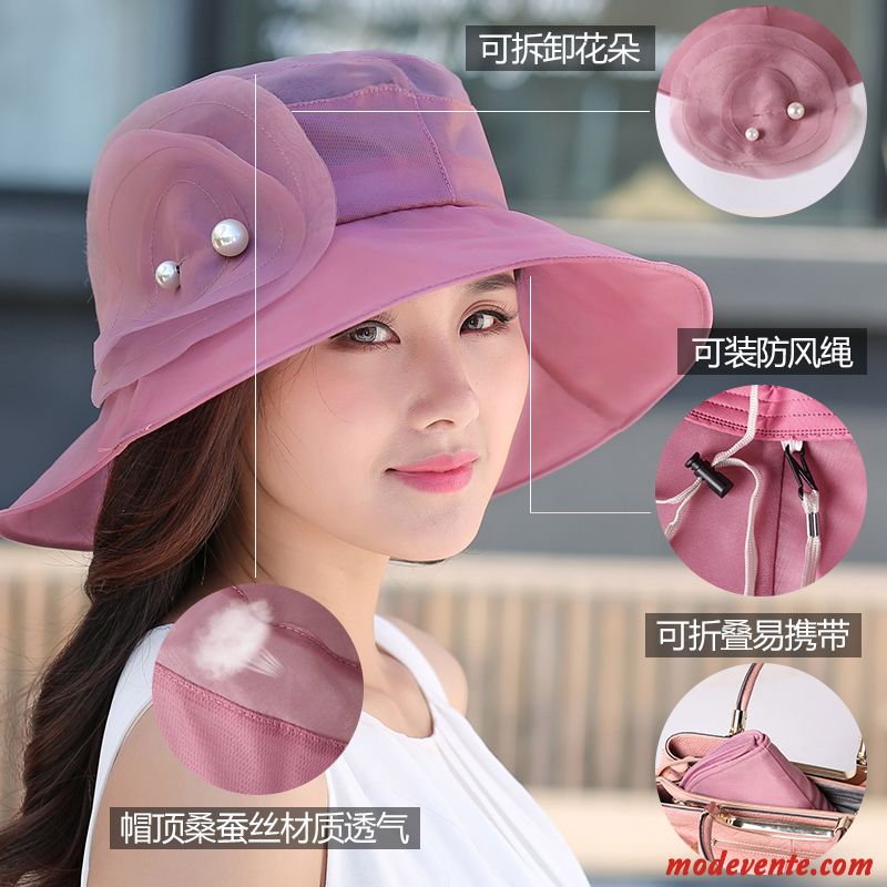 Chapeau Femme Été Crème Solaire Chapeau De Soleil Plier Voyage Gros Bleu Violet