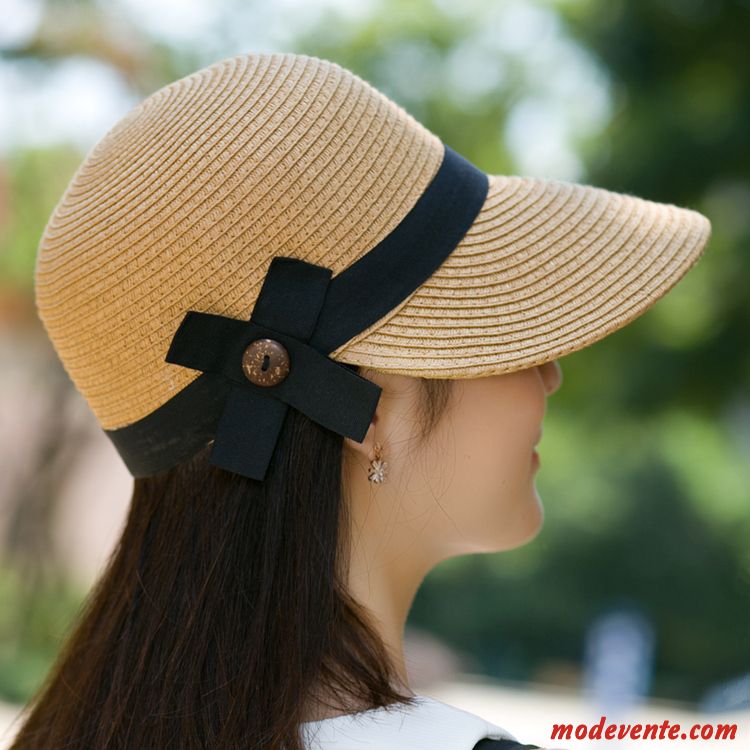 Chapeau Femme Été De Plein Air Chapeau De Soleil Voyage Chapeau De Paille Crème Solaire Brun