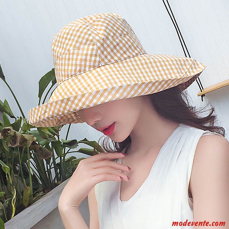 Chapeau Femme Été Gros All-match Voyage Ombre Crème Solaire Rouge