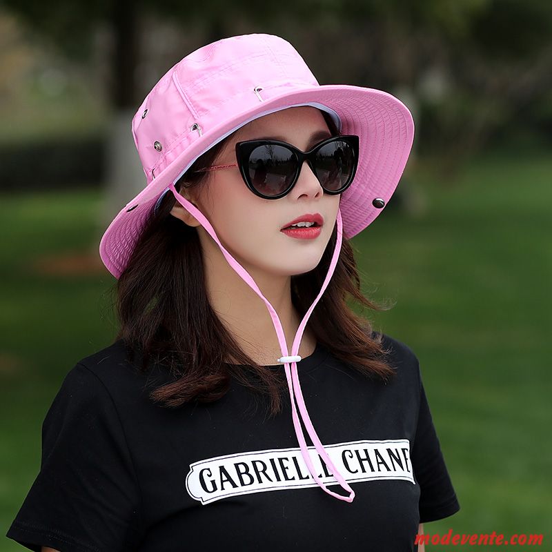 Chapeau Femme Été Plier De Plein Air Ombre Chapeau De Soleil Gros Rose