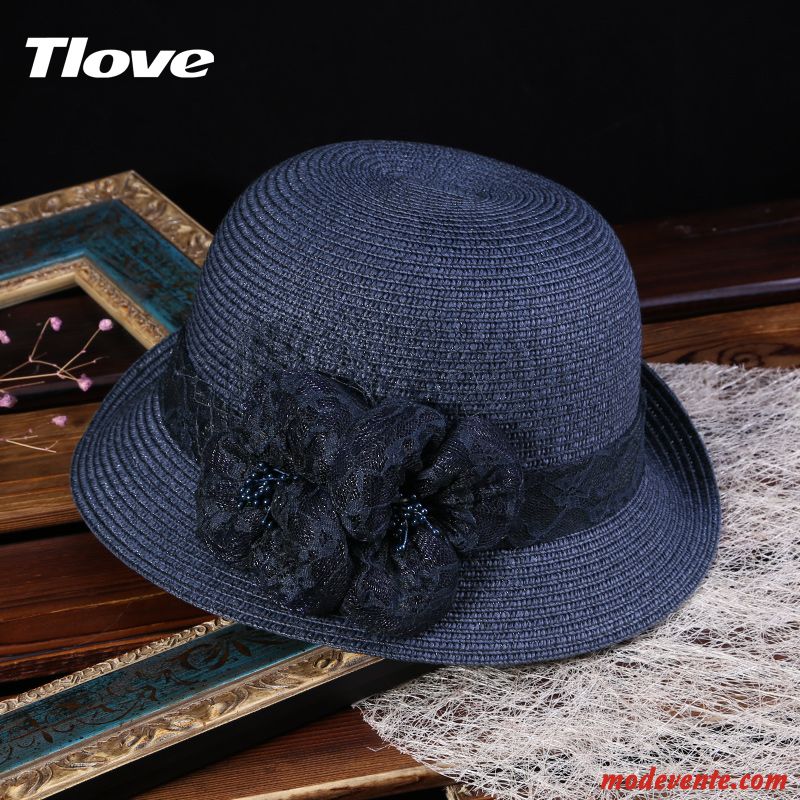 Chapeau Femme Été Sertissage Voyage Fleurs Frais Ombre Rose