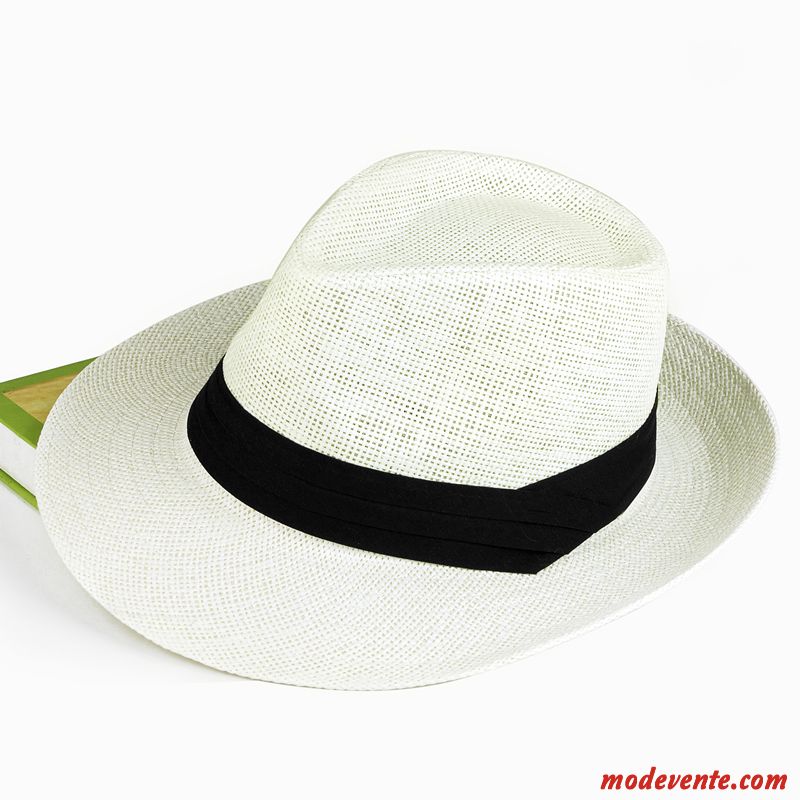 Chapeau Homme Beige Été Crème Solaire Gros De Plein Air Chapeau De Paille