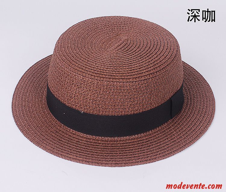 Chapeau Homme Bord De Mer Ombre Chapeau De Soleil Chapeau De Paille Plage De Plein Air Noir