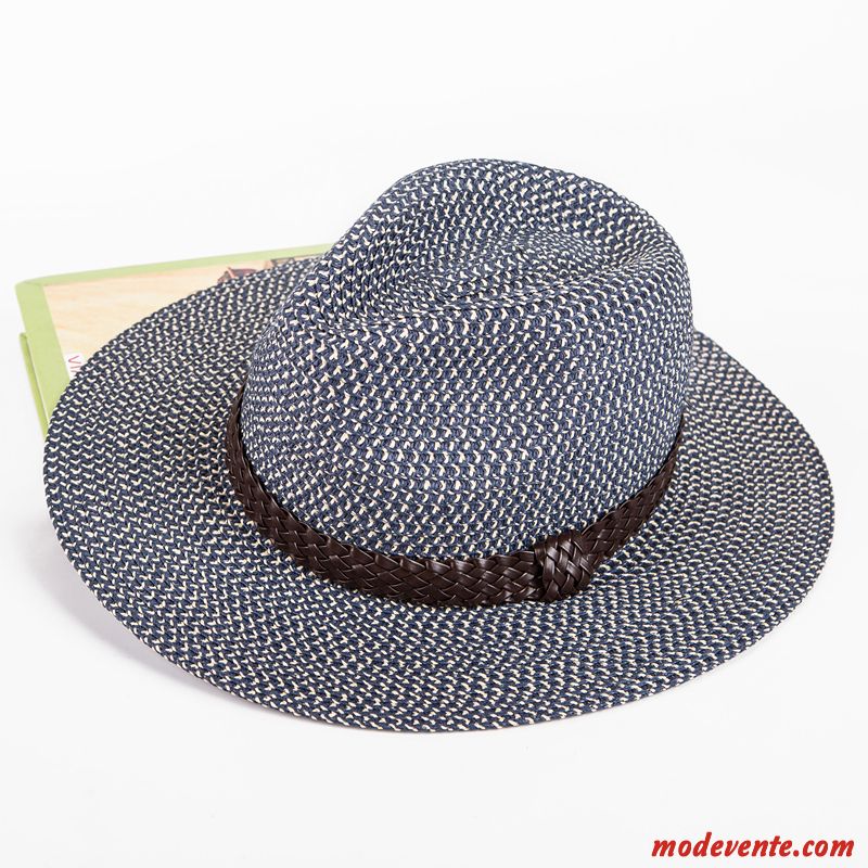 Chapeau Homme Chapeau De Soleil Denim Crème Solaire Été Plage Chapeau De Paille Violet Jaune