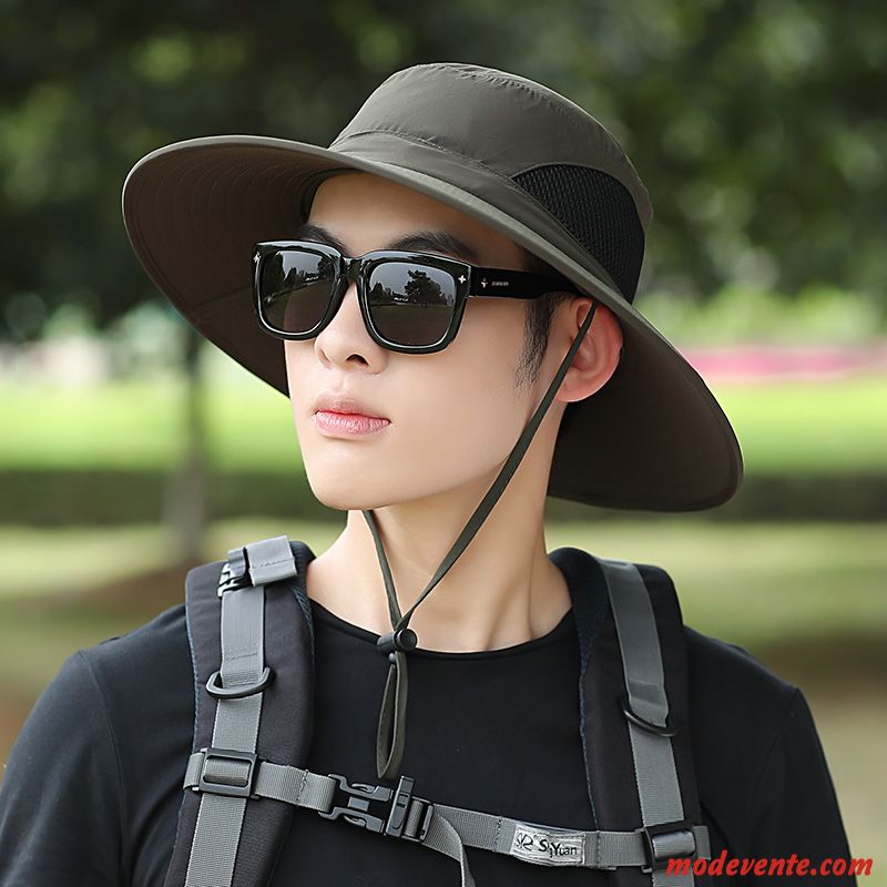 Chapeau Homme De Plein Air Ombre Crème Solaire Chapeau De Pêcheur Gros Été Vert