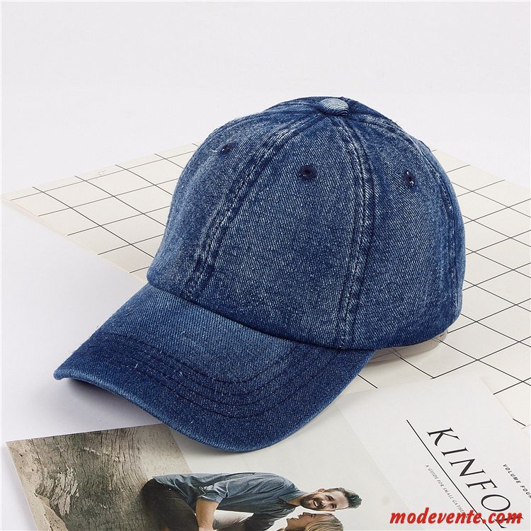 Chapeau Homme Denim Été Femme Casquette De Baseball Simple Ombre Bleu Foncé