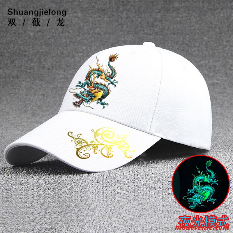 Chapeau Homme Dragon Milieu Tendance Été All-match Amoureux Blanc