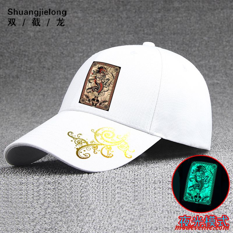 Chapeau Homme Dragon Milieu Tendance Été All-match Amoureux Blanc