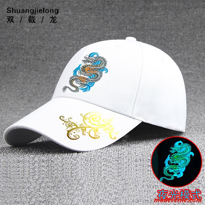 Chapeau Homme Dragon Milieu Tendance Été All-match Amoureux Blanc