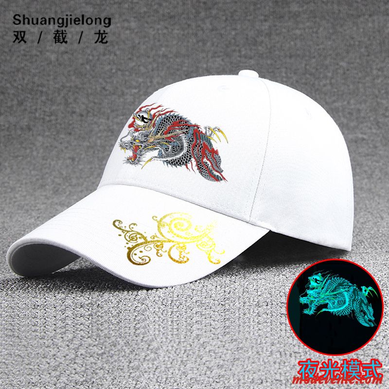 Chapeau Homme Dragon Milieu Tendance Été All-match Amoureux Blanc