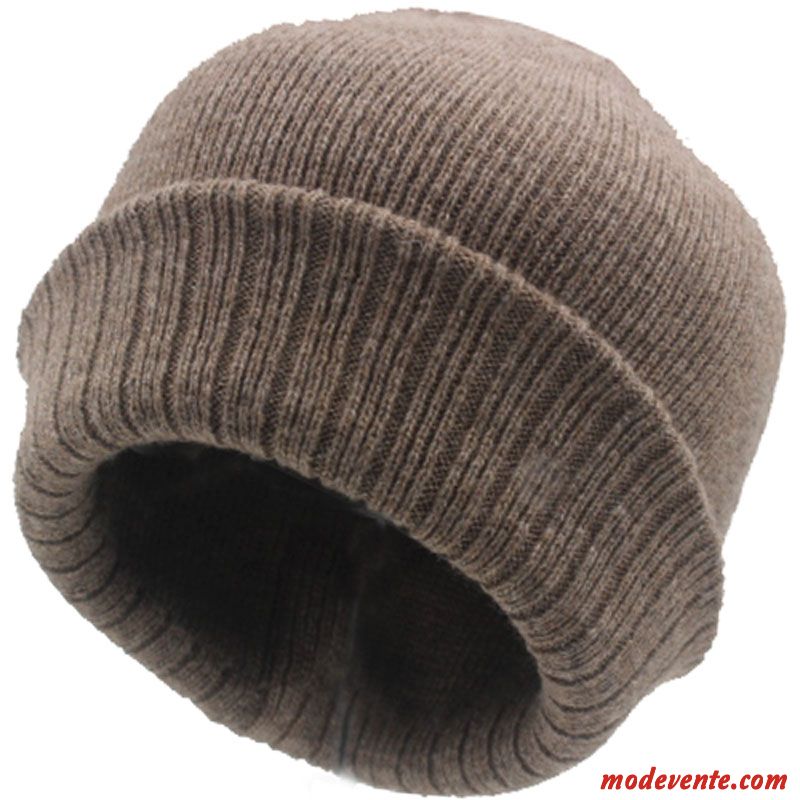 Chapeau Homme Femme Couche Double Milieu Bonnet De Laine Garder Au Chaud Bonnet Tricoté Gris