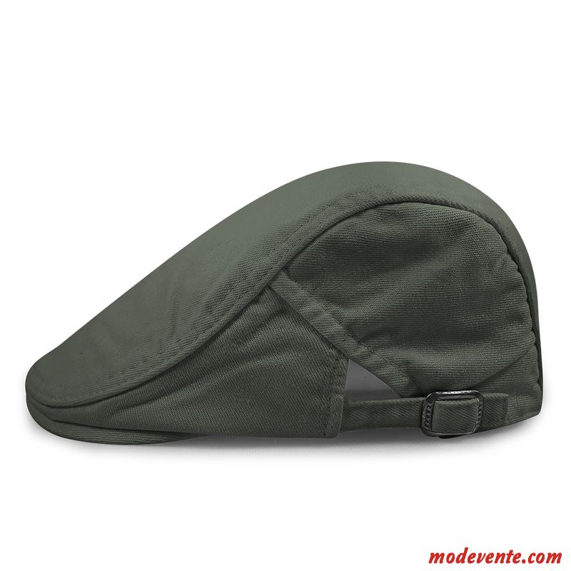 Chapeau Homme Femme Été All-match Casquette Tendance Britanique Pure Noir Vert