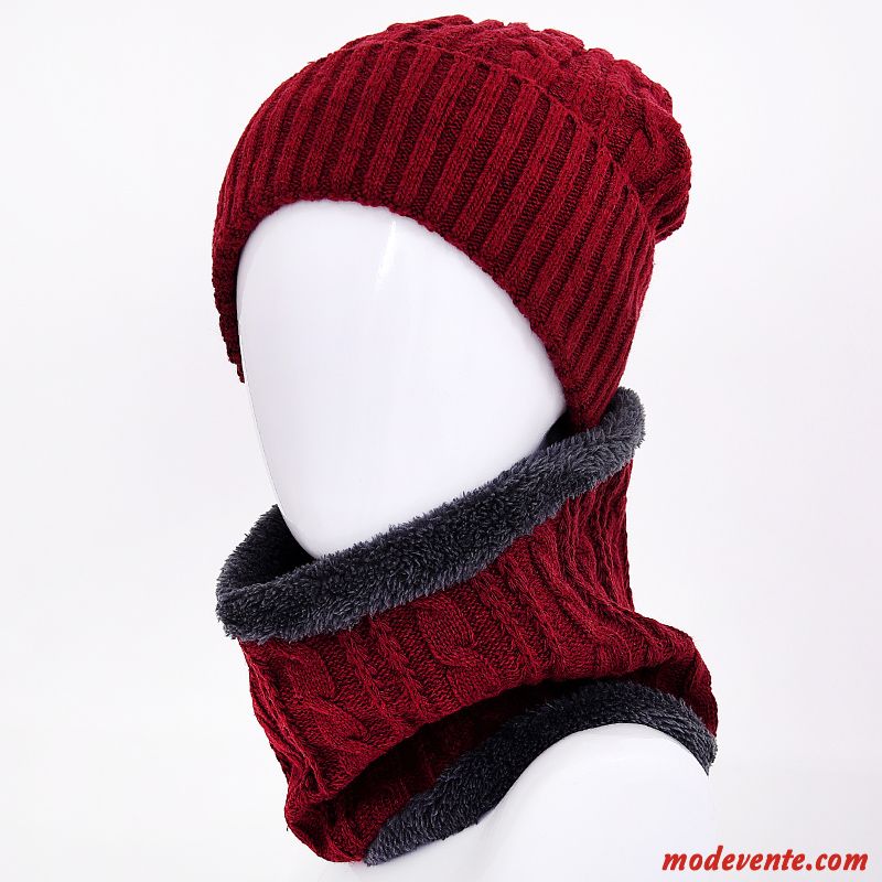 Chapeau Homme Hiver Coton Bonnet Tricoté Âge Moyen Tendance Garder Au Chaud Noir