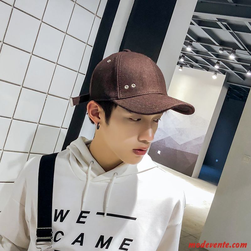 Chapeau Homme Hiver Mode Hip Hop Casquette De Baseball Tendance Simple Marron