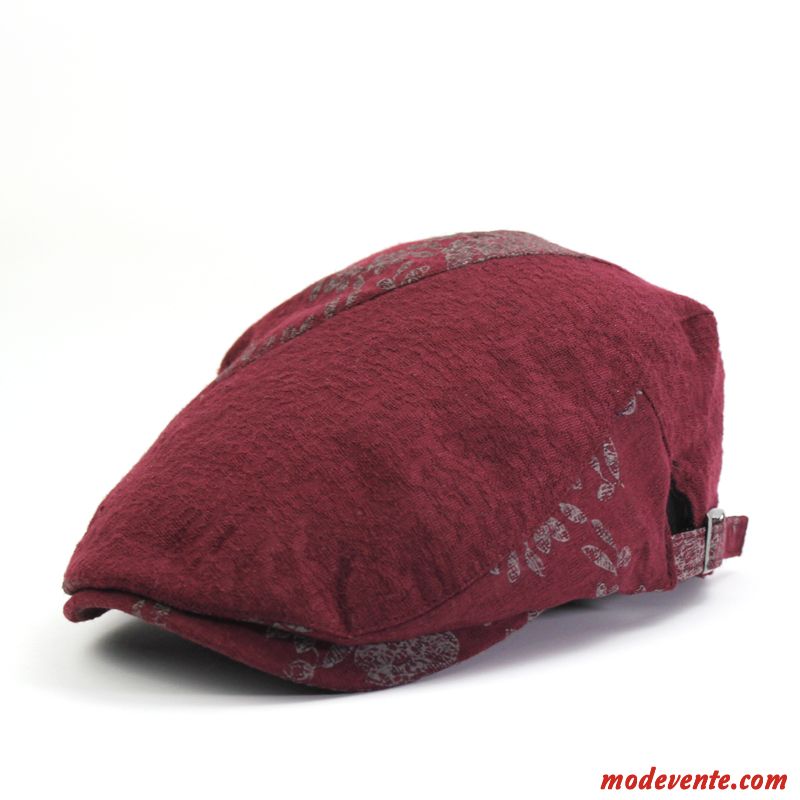 Chapeau Homme L'automne Femme Voyage Casquette Milieu Rétro Rouge