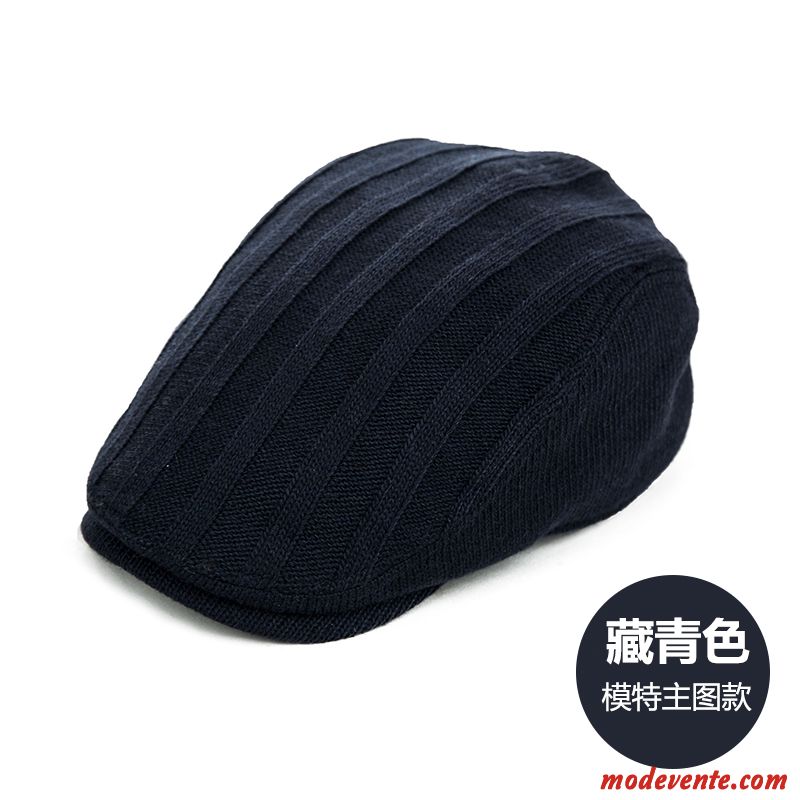 Chapeau Homme Loisir All-match Tricot Casquette Hiver Tendance Noir