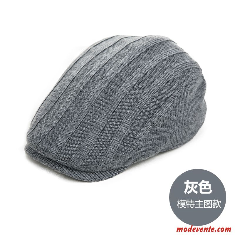 Chapeau Homme Loisir All-match Tricot Casquette Hiver Tendance Noir