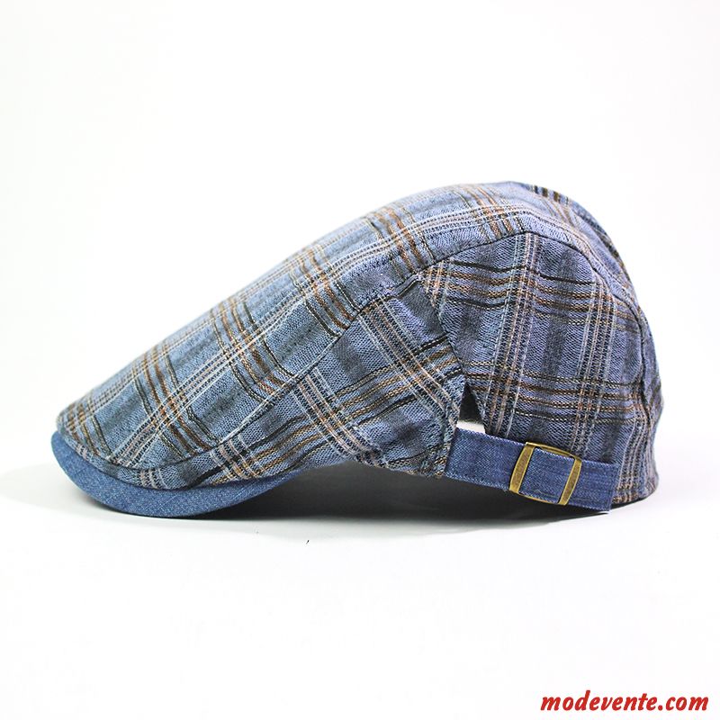 Chapeau Homme Loisir Été Plaid Casquette Tendance Voyage Bleu Clair