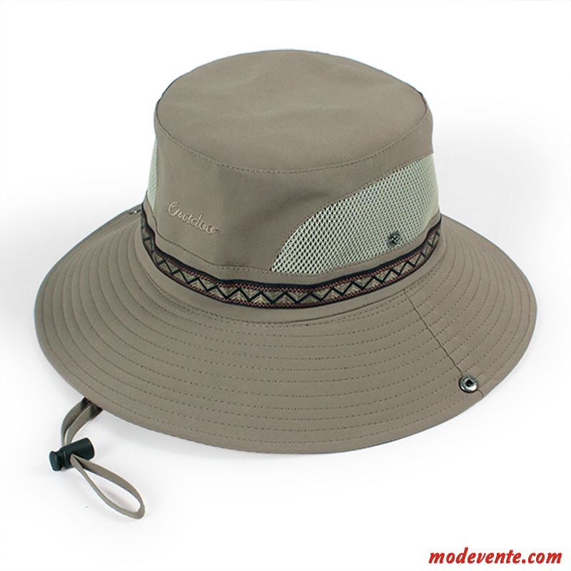 Chapeau Homme Ombre Chapeau De Pêcheur Escalade Respirant Plage Tourisme Gris