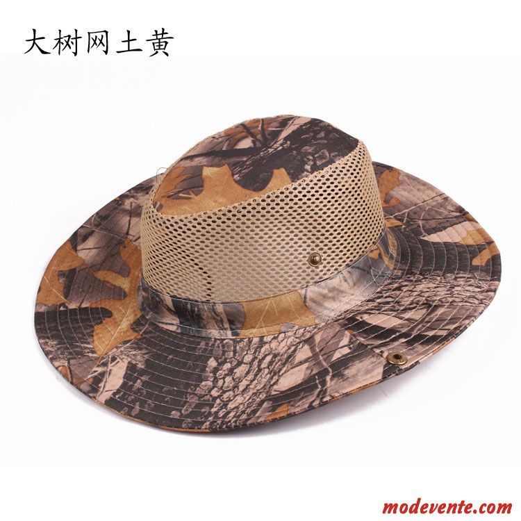 Chapeau Homme Plier Réseau Été Chevalier Ombre Tissu Jaune