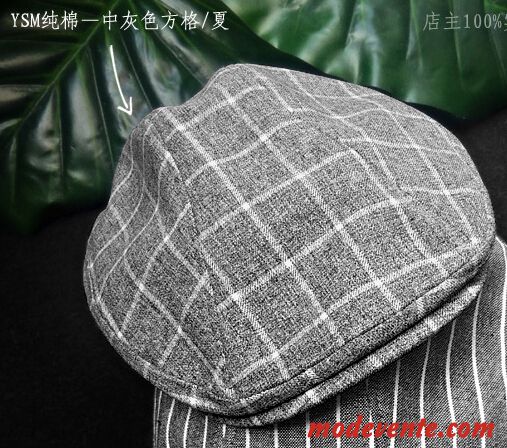 Chapeau Homme Section Mince Coton Frais Casquette Art Confortable Gris