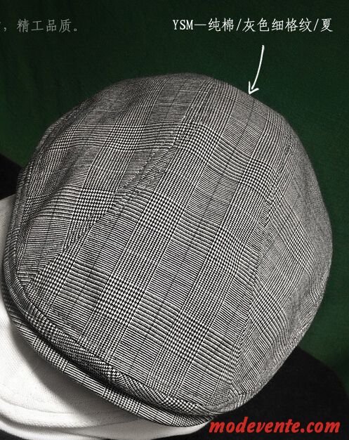 Chapeau Homme Section Mince Coton Frais Casquette Art Confortable Gris