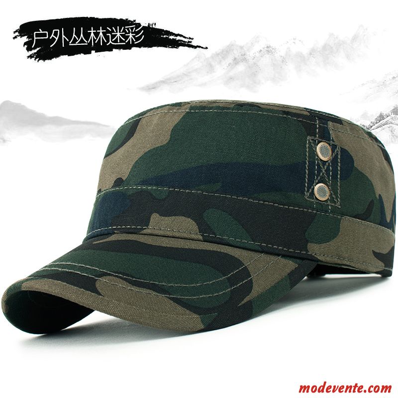 Chapeau Homme Sport Loisir Casquette De Baseball Camouflage Chapeau De Soleil Capuchon Plat Noir