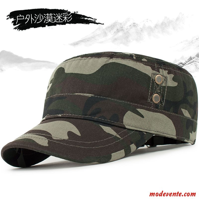 Chapeau Homme Sport Loisir Casquette De Baseball Camouflage Chapeau De Soleil Capuchon Plat Noir