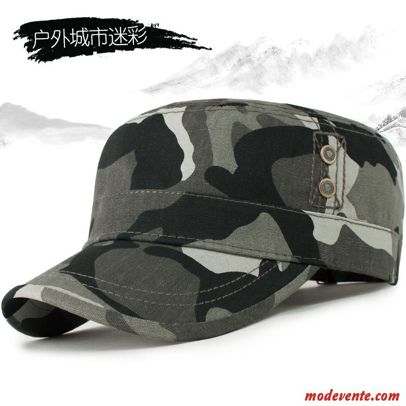 Chapeau Homme Sport Loisir Casquette De Baseball Camouflage Chapeau De Soleil Capuchon Plat Noir