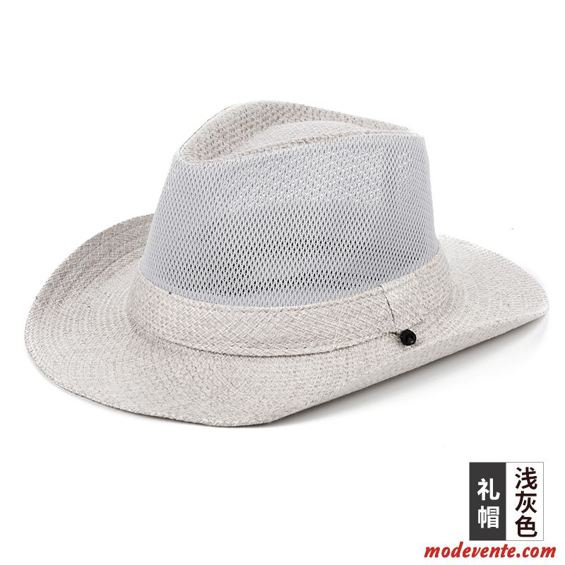 Chapeau Homme Voyage Respirant Chapeau De Soleil De Plein Air Loisir Chapeau De Paille Marron