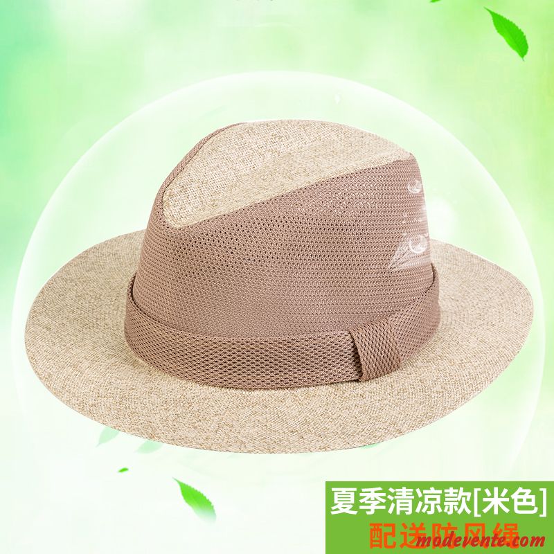 Chapeau Homme Voyage Respirant Chapeau De Soleil De Plein Air Loisir Chapeau De Paille Marron