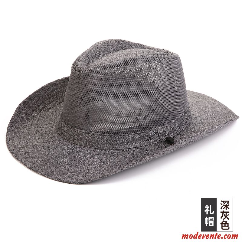 Chapeau Homme Voyage Respirant Chapeau De Soleil De Plein Air Loisir Chapeau De Paille Marron