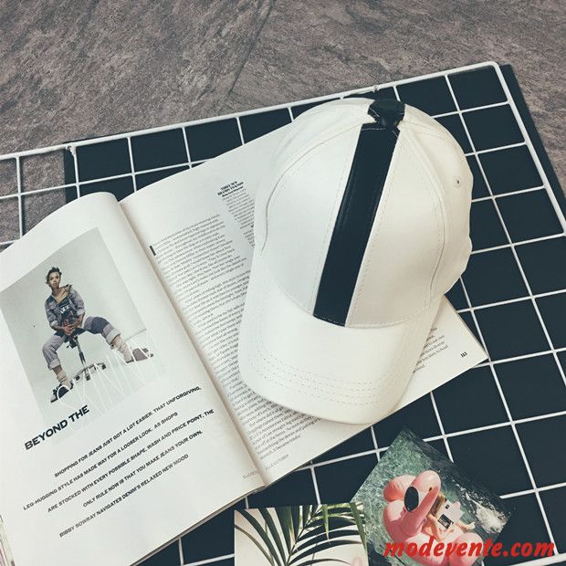 Chapeau Homme Été Étudiant Tendance All-match Casquette Femme Blanc