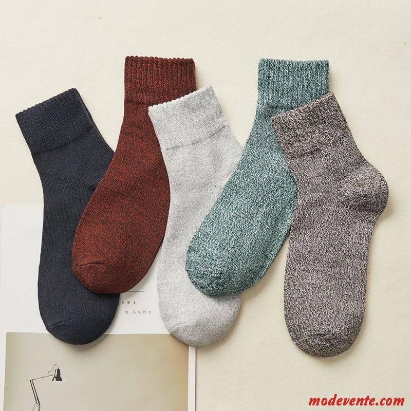 Chaussette Femme 100% Coton Chaussette Longue Chaussette Basse Coupée Chaussettes En Coton Milieu Hiver Rouge