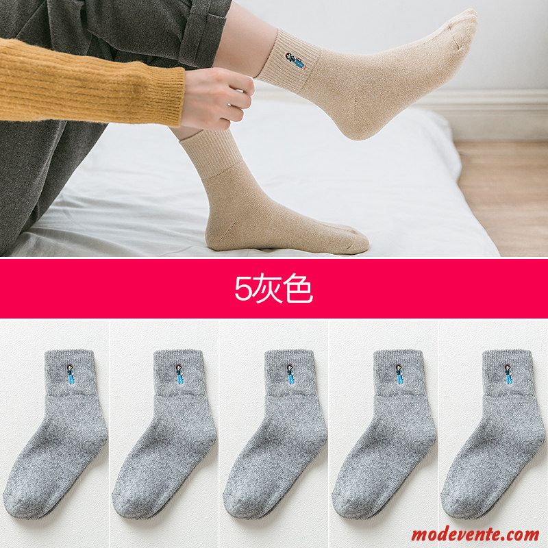 Chaussette Femme 100% Coton Chaussette Longue Chaussette Basse Coupée Chaussettes En Coton Milieu Hiver Rouge