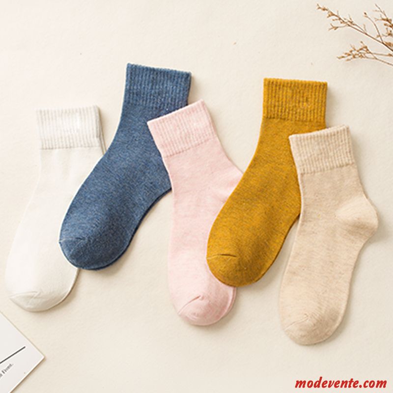 Chaussette Femme 100% Coton Chaussette Longue Chaussette Basse Coupée Chaussettes En Coton Milieu Hiver Rouge