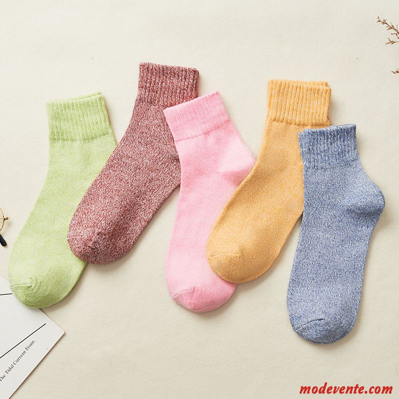 Chaussette Femme 100% Coton Chaussette Longue Chaussette Basse Coupée Chaussettes En Coton Milieu Hiver Rouge