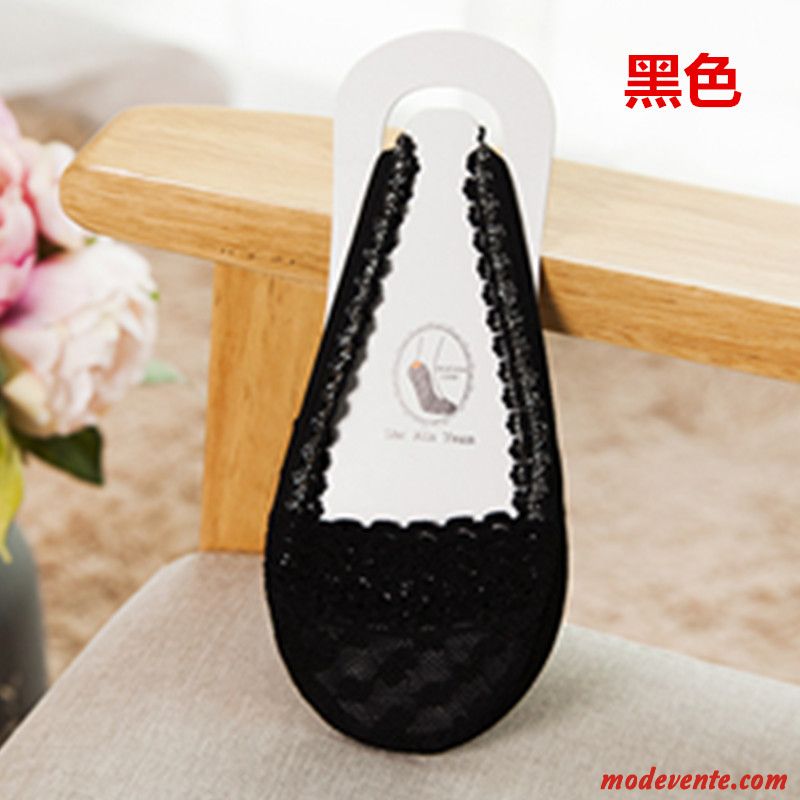 Chaussette Femme Chaussette Basse Coupée Chaussette Courte Dentelle Coton Invisible Bien Noir Clair