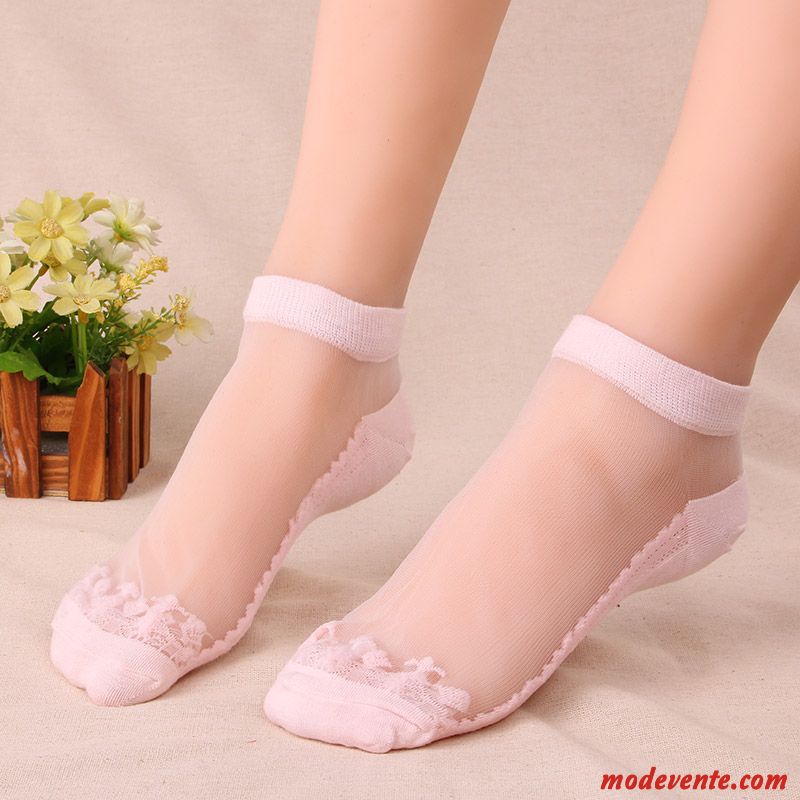 Chaussette Femme Chaussette Courte Été Chaussette Basse Coupée Coton Cristal Printemps Blanc