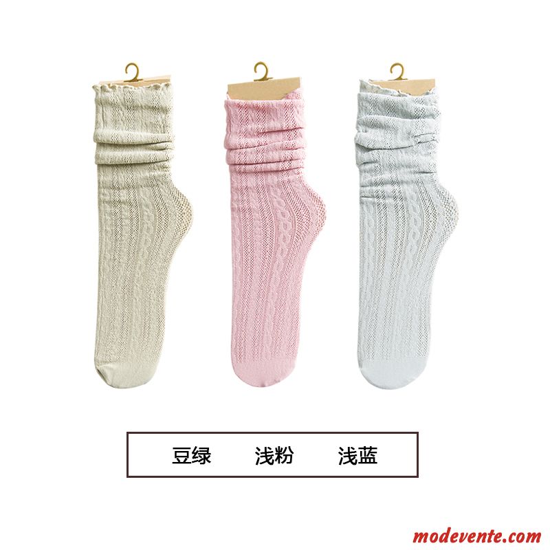 Chaussette Femme Chaussettes En Coton Long Stock Milieu Été Réseau Section Mince Vert