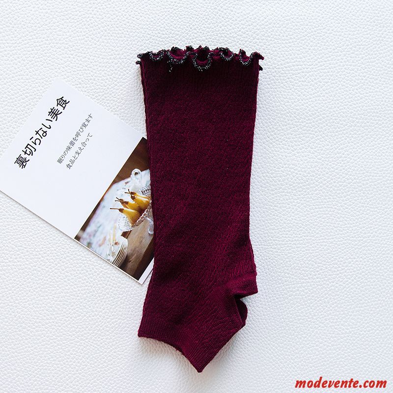 Chaussette Femme Coton L'automne Flouncing Vent De L'université Soie Milieu Noir