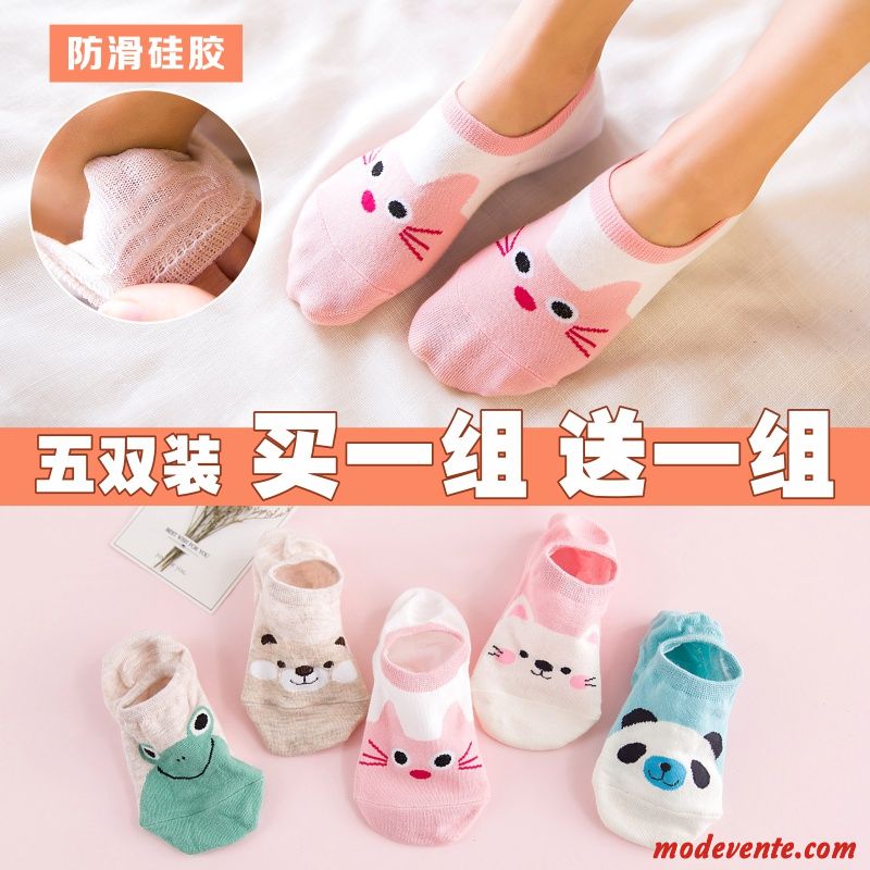 Chaussette Femme Dentelle Section Mince Chaussette Courte Été Chaussette Basse Coupée Charmant Rose Clair