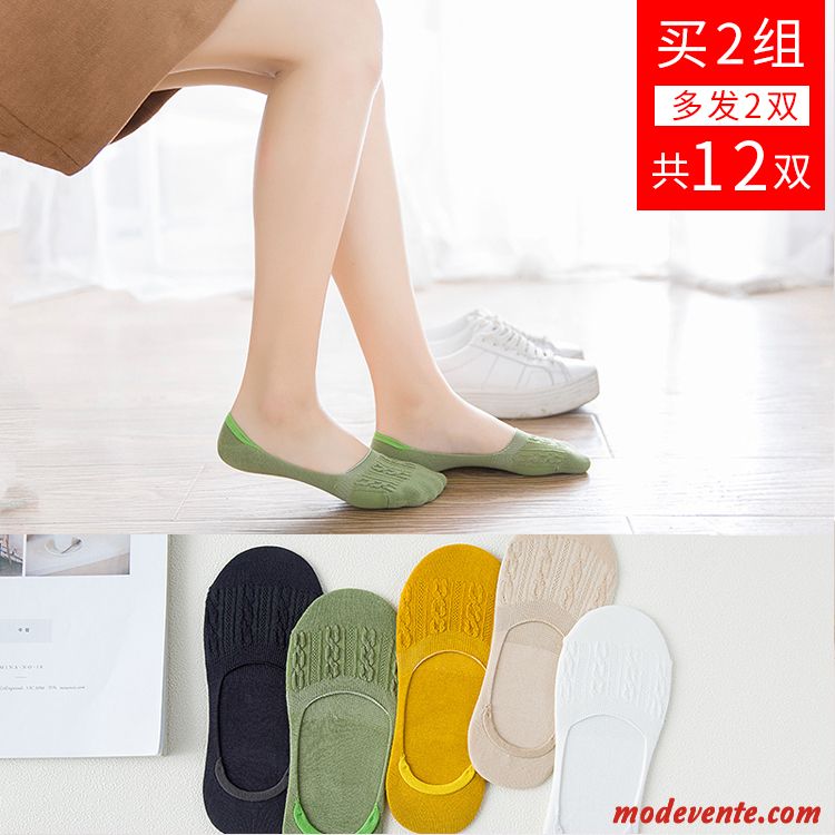 Chaussette Femme Invisible Section Mince Chaussette Basse Coupée Chaussette Courte Silicone Coton Bleu Clair