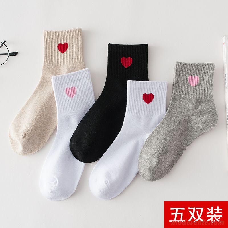 Chaussette Femme L'automne En Forme De Coeur Plus Épais Hiver Chaussettes En Coton Vent De L'université Gris