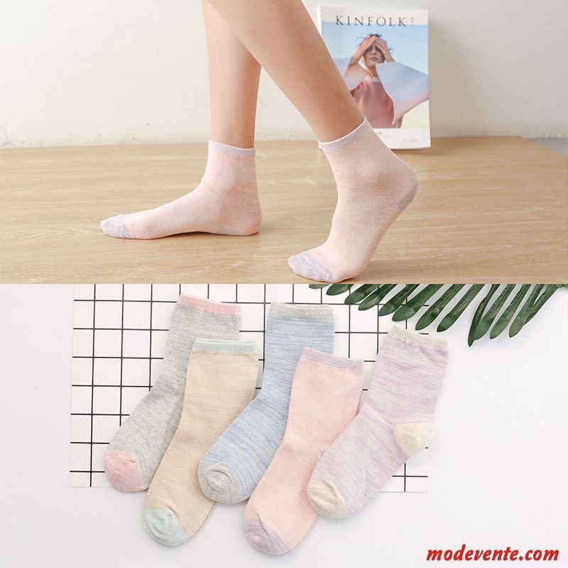 Chaussette Femme Long Stock L'automne Charmant Milieu Coton Chaussette Courte Rose Clair