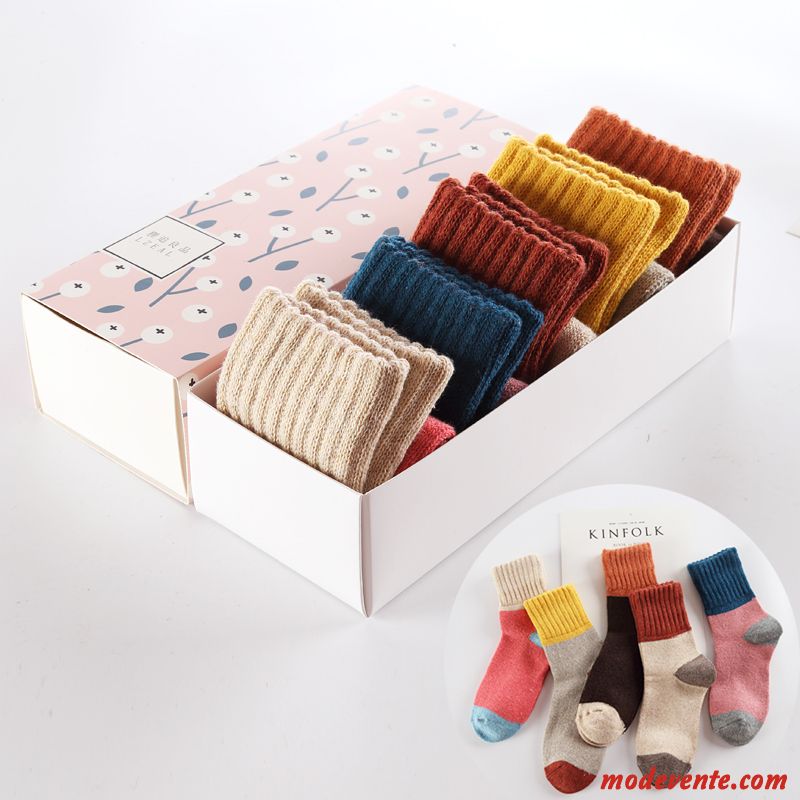 Chaussette Femme Milieu Long Stock Plus Épais De Plein Air Boite Cadeau Des Chaussettes En Laine Violet