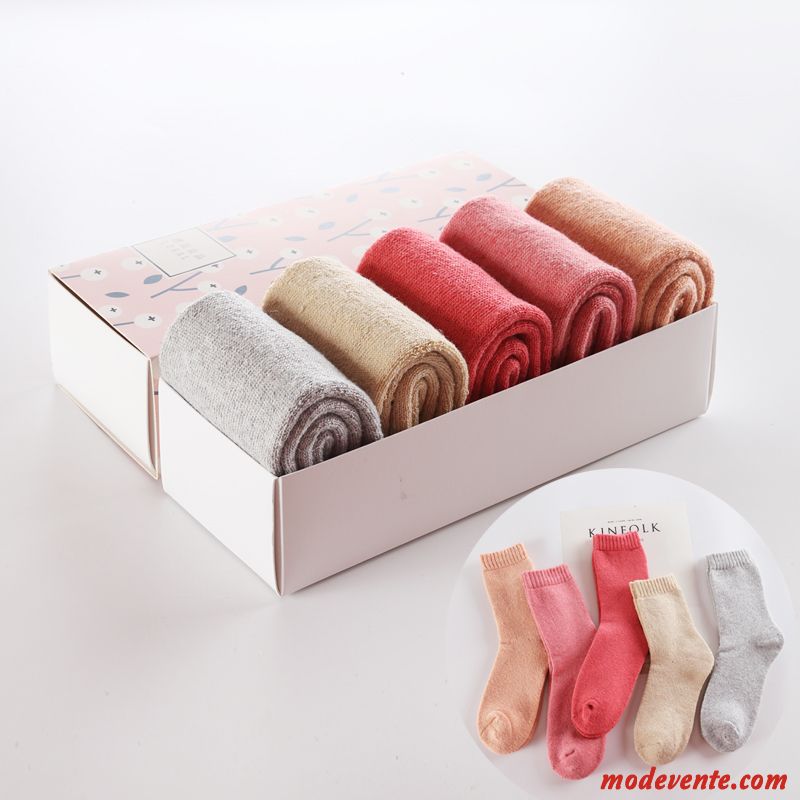 Chaussette Femme Milieu Long Stock Plus Épais De Plein Air Boite Cadeau Des Chaussettes En Laine Violet