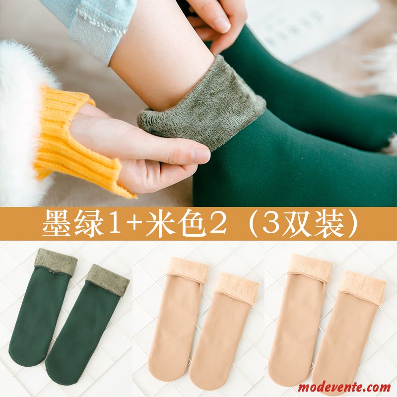 Chaussette Femme Plus Épais L'automne Garder Au Chaud Hiver Plus De Cachemire Milieu Vert